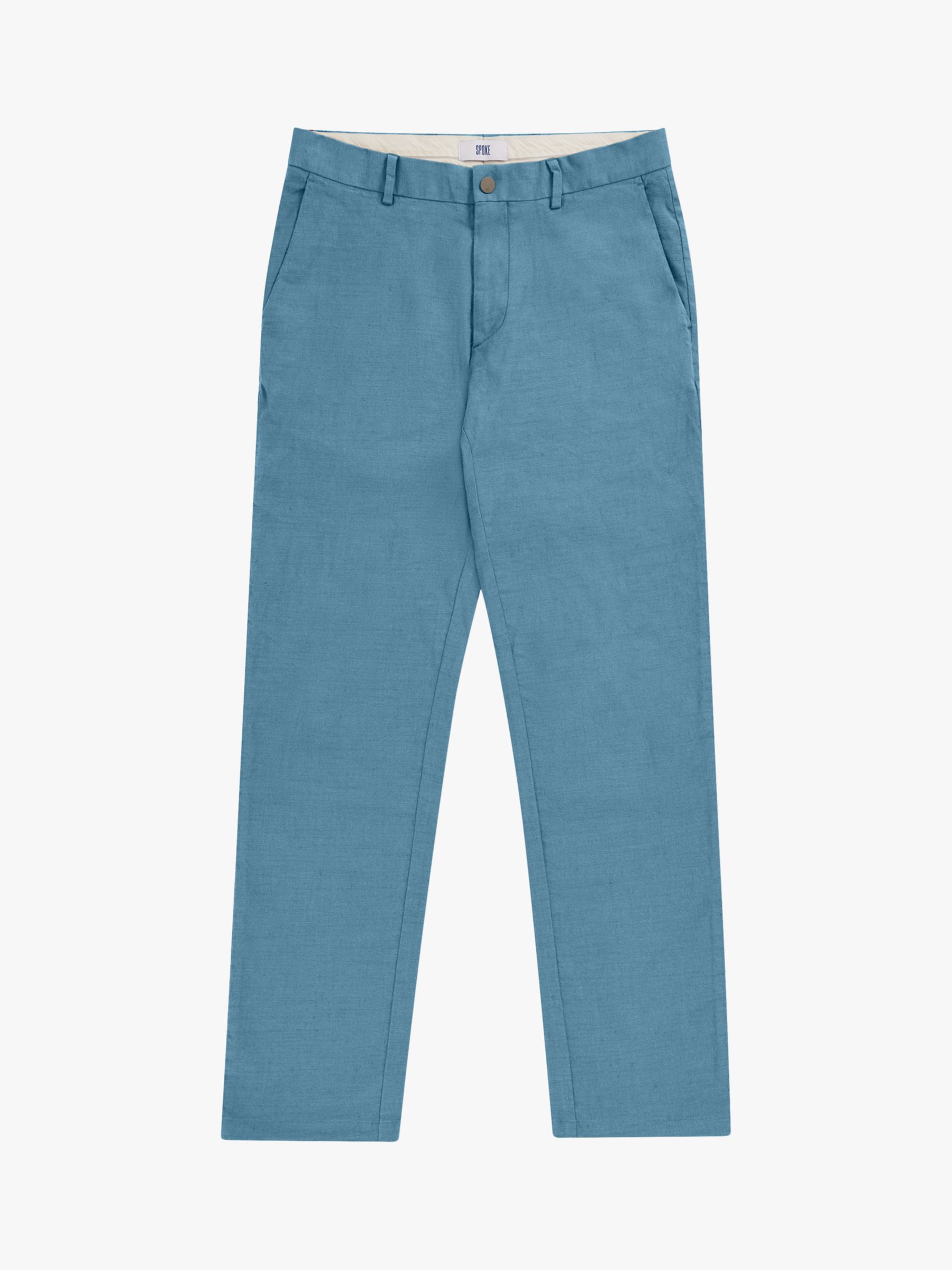 SPOKE Linen Sharps Regular Thigh Trousers, Aegean, W34/L33