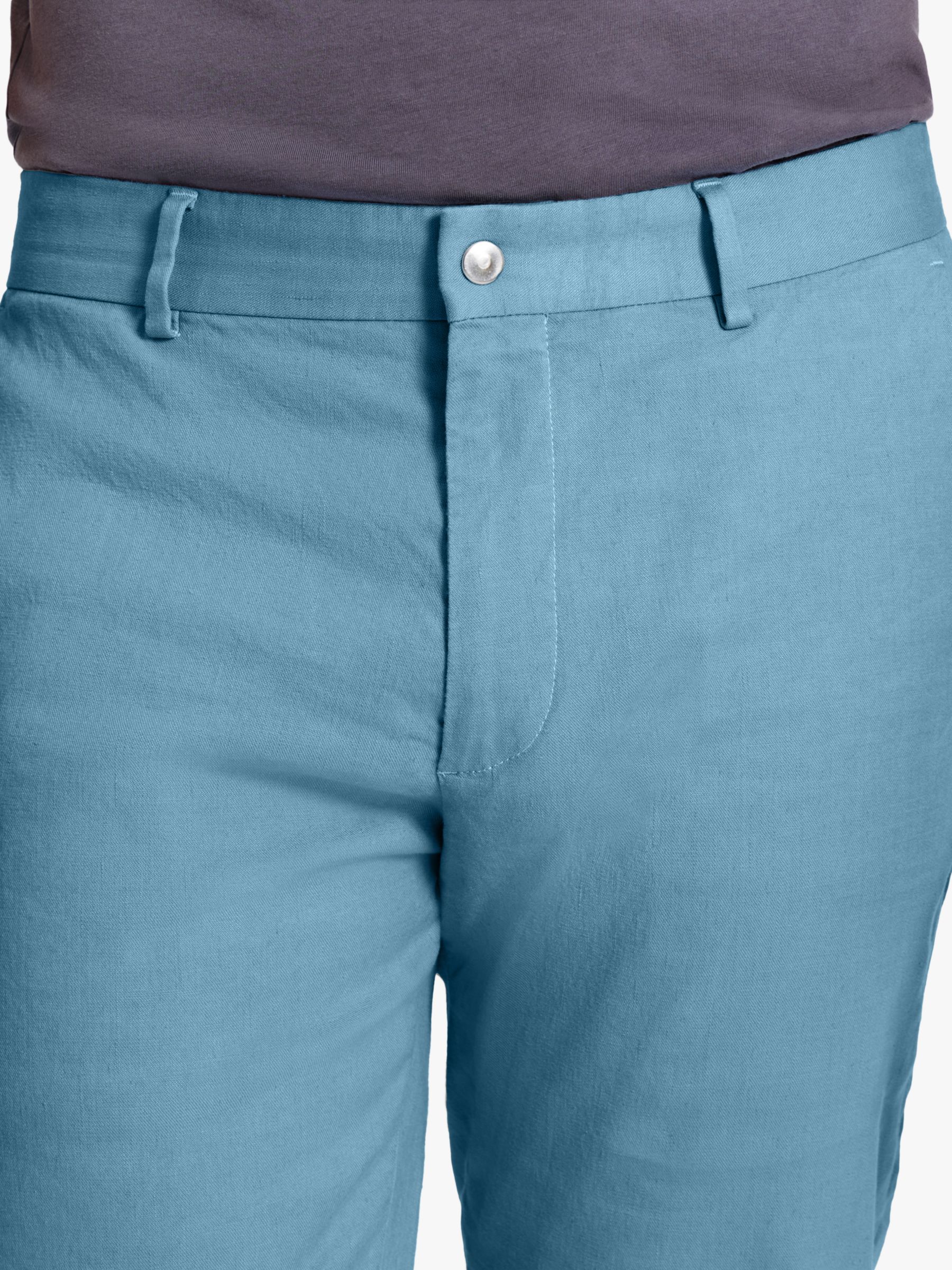 SPOKE Linen Sharps Regular Thigh Trousers, Aegean, W34/L33