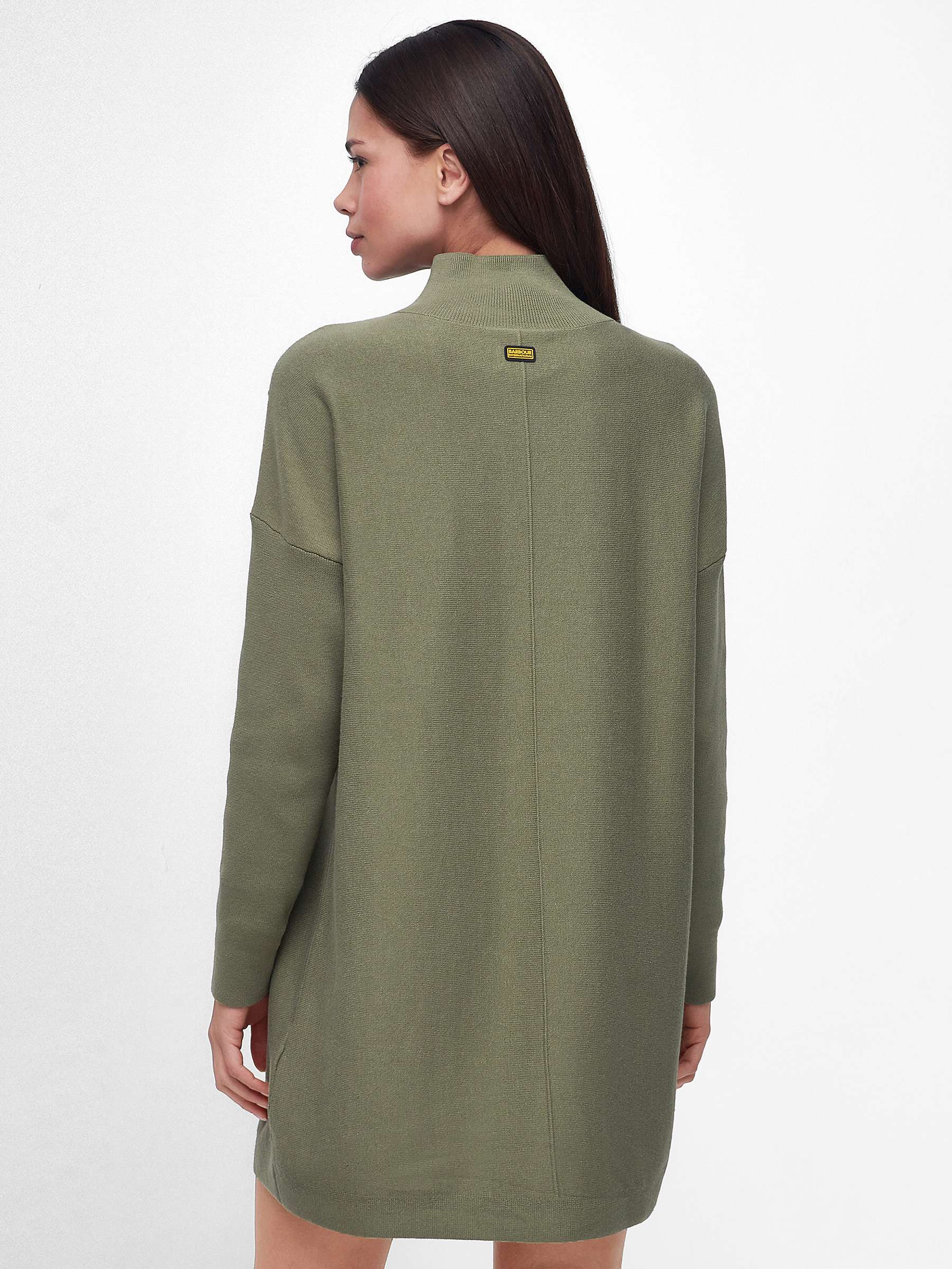Buy Barbour International Louda Half Zip Mini Dress, Covert Green Online at johnlewis.com