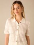 Ro&Zo Linen Blend Crochet Shirt, White