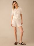 Ro&Zo Linen Blend Crochet Shirt, White