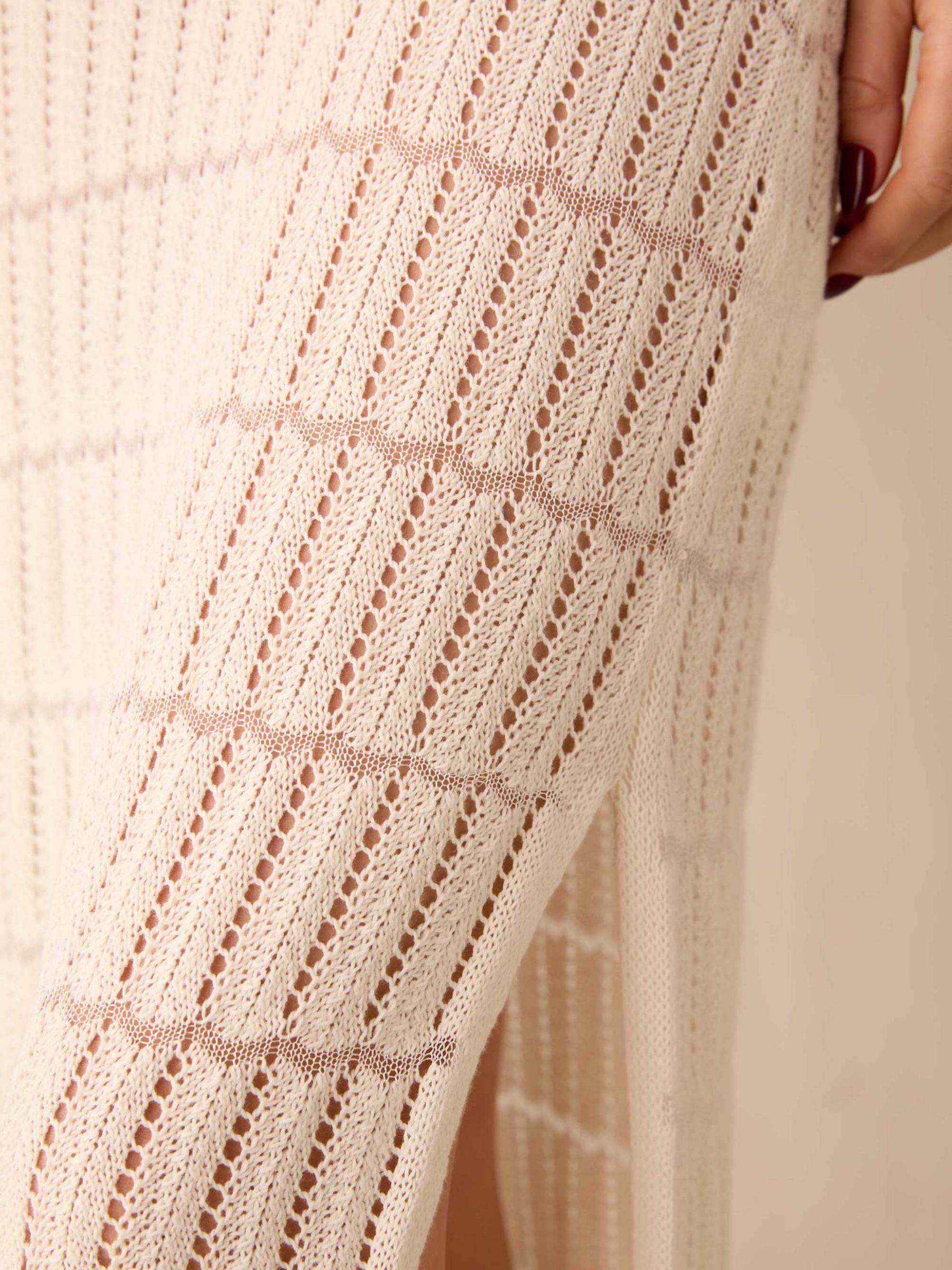 Ro&Zo Linen Blend Midi Crochet Dress, White, 18