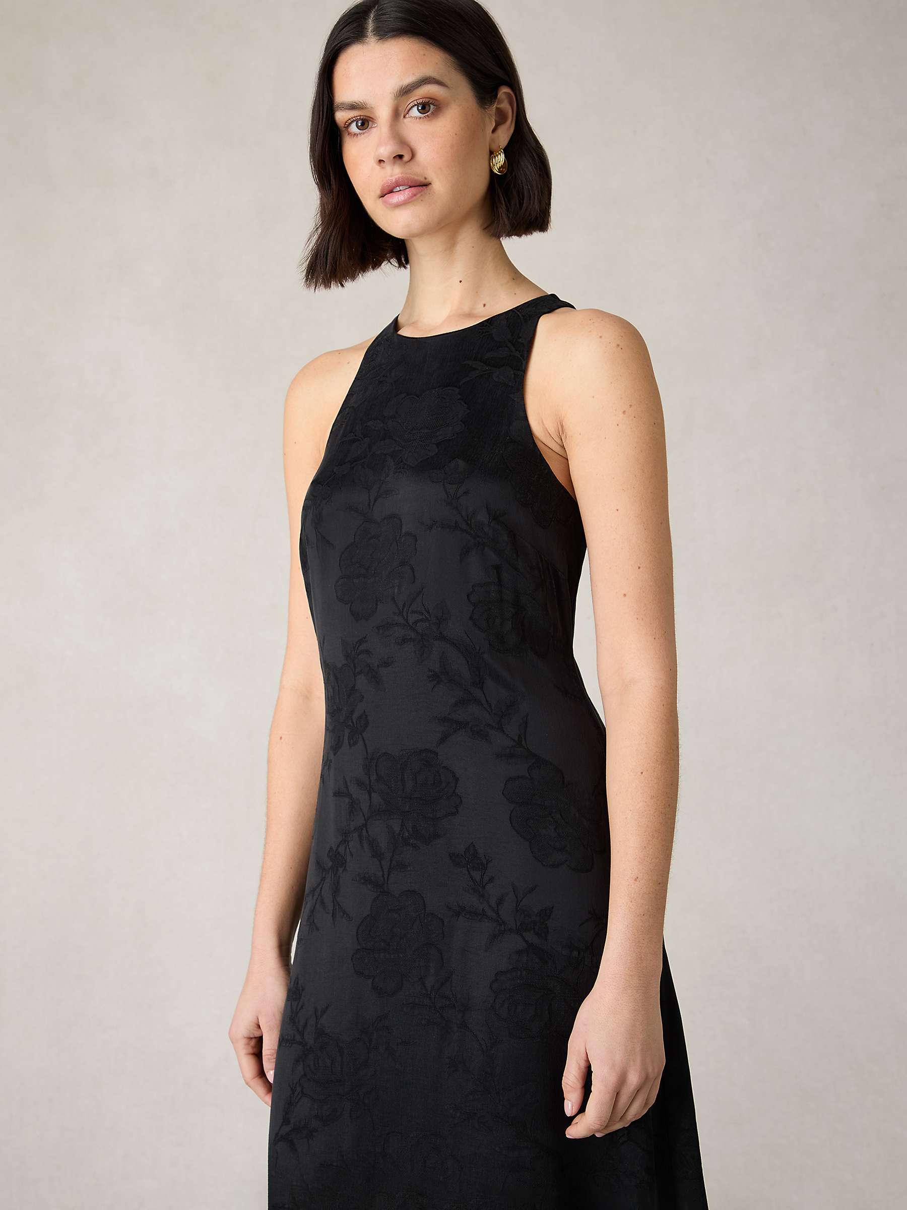 Buy Ro&Zo Petite Camilla Jacquard Racer Dress, Black Online at johnlewis.com