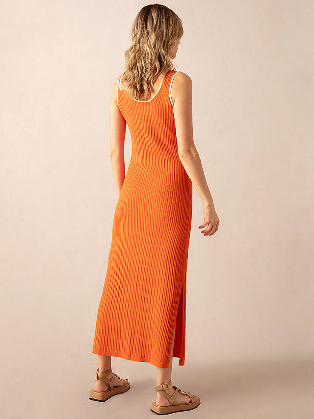 Ro&Zo Contrast Trim Rib Knit Maxi Dress, Orange