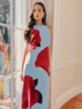 Ro&Zo Camilla Rose Print Maxi Dress, Aqua/Red