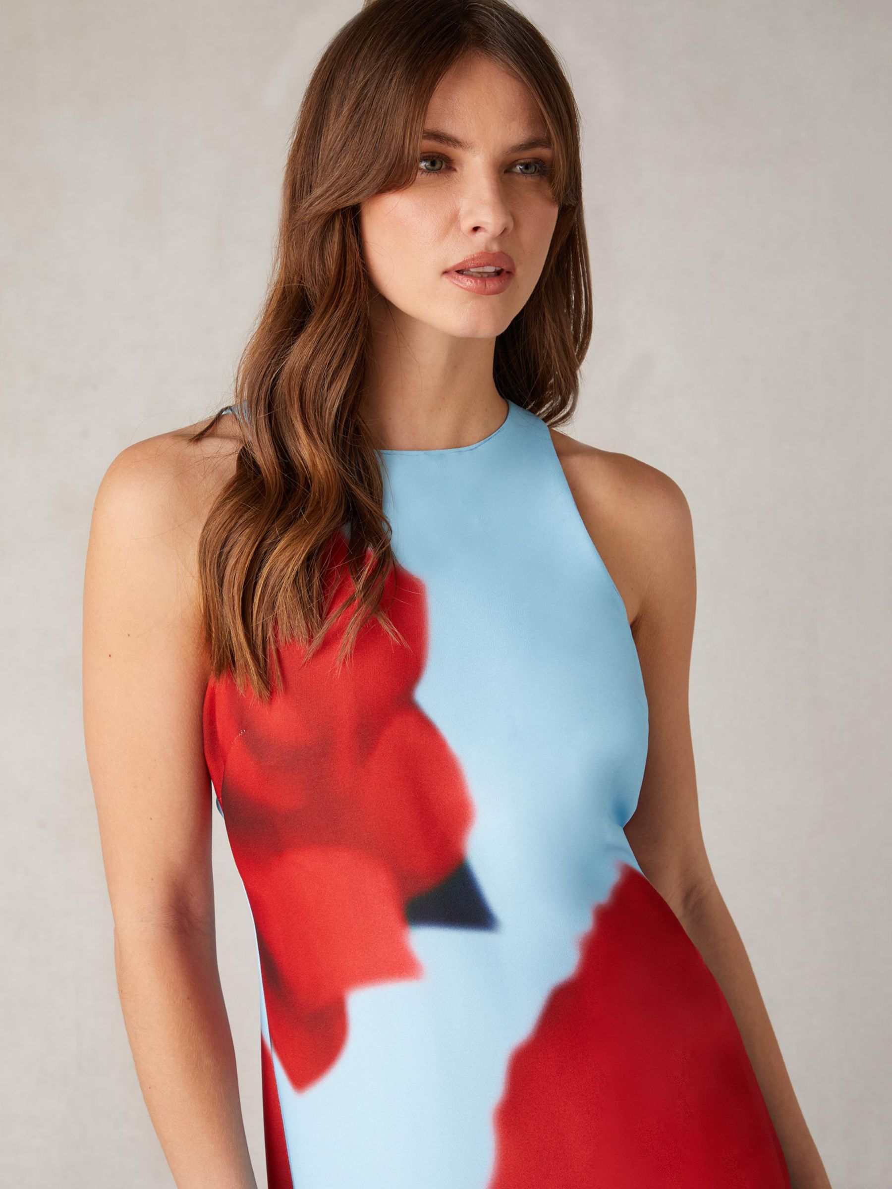 Ro&Zo Camilla Rose Print Maxi Dress, Aqua/Red, 6