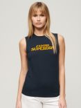 Superdry Sport Luxe Fitted Tank Top, Eclipse Navy