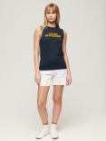 Superdry Sport Luxe Fitted Tank Top, Eclipse Navy