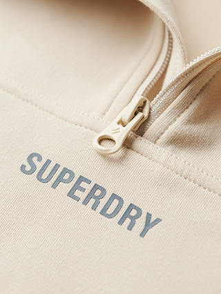 Superdry Sport Tech Relaxed Half Zip Sweatshirt, Pelican Beige
