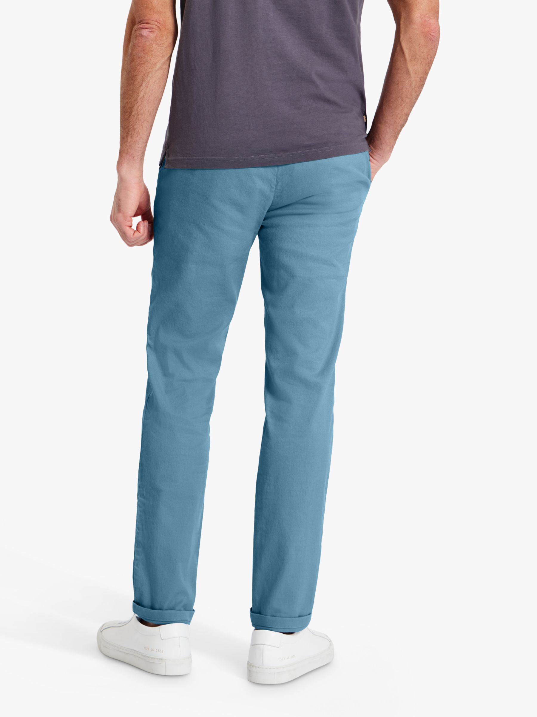SPOKE Linen Sharps Slim Thigh Trousers, Aegean, W36/L34