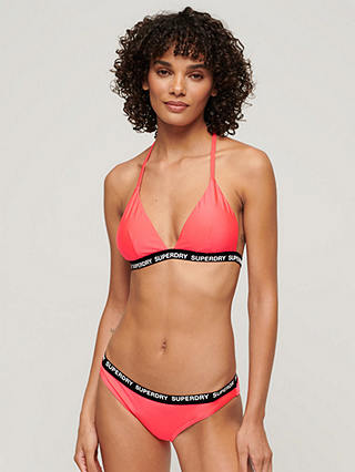 Superdry Triangle Elastic Bikini Top, Hyper Fire Pink