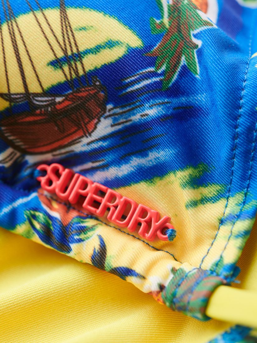 Superdry String Triangle Bikini Top, Blue Dolphin Ocean, 14