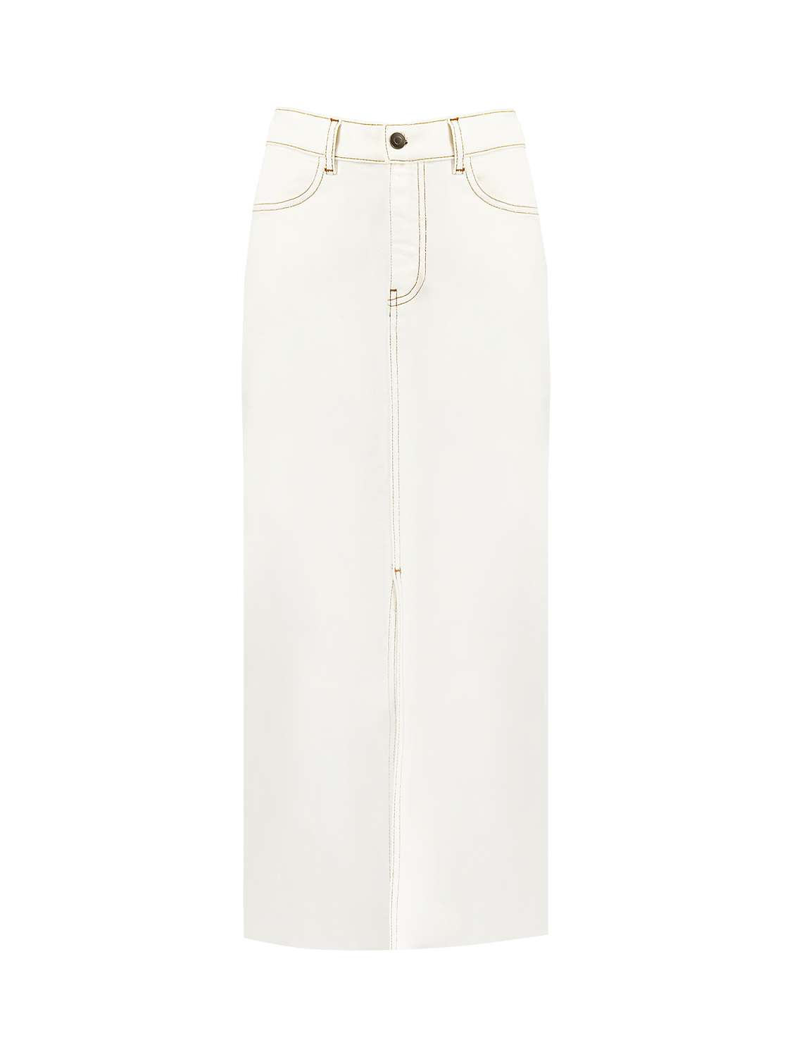 Buy Ro&Zo Petite Denim Midi Skirt, Ecru Online at johnlewis.com