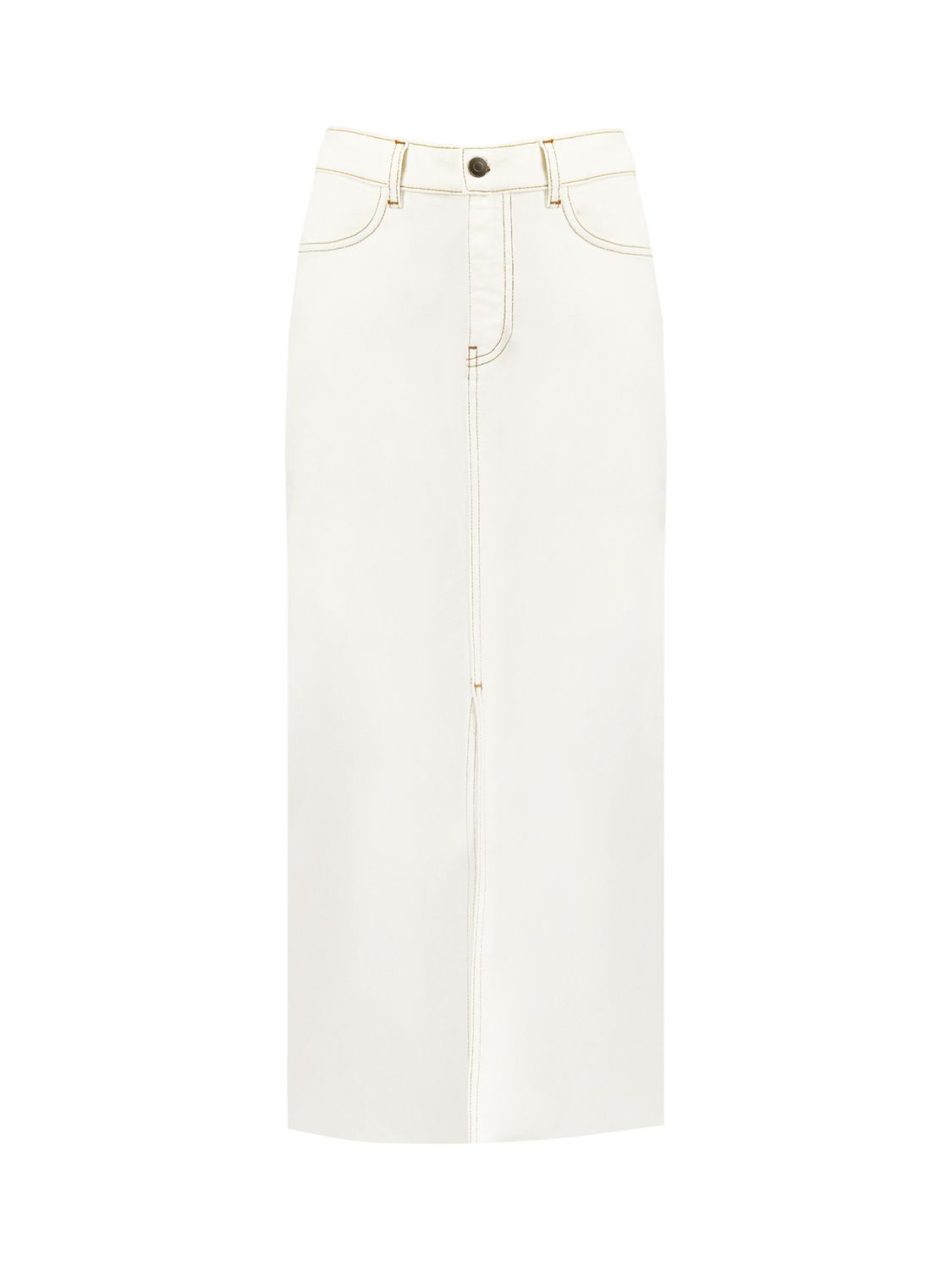 Buy Ro&Zo Denim Midi Skirt, Ecru Online at johnlewis.com