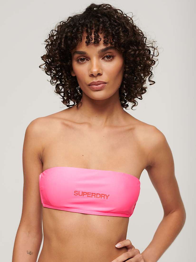 Buy Superdry Logo Bandeau Bikini Top, Paparazzi Pink Online at johnlewis.com