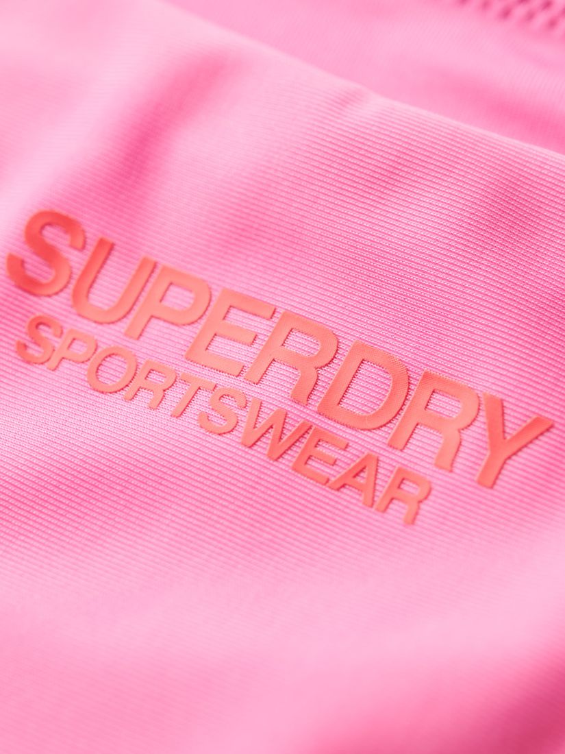 Superdry Logo Bandeau Bikini Top, Paparazzi Pink, 14