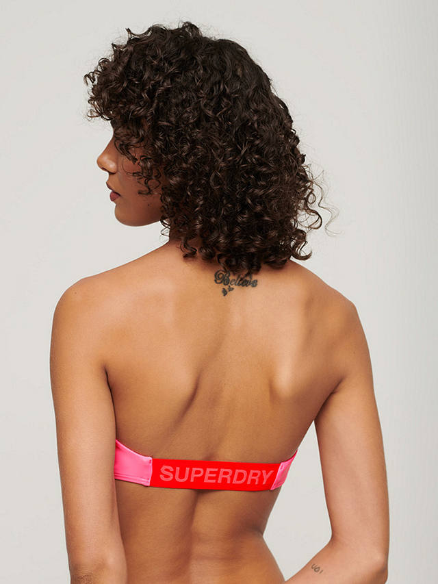 Superdry Logo Bandeau Bikini Top, Paparazzi Pink