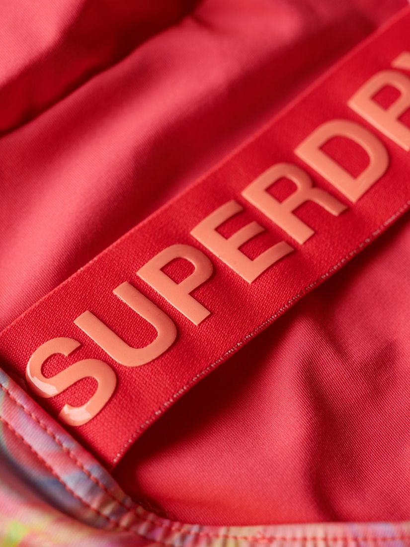 Superdry Printed Scoop Back Swimsuit, Multi, 14