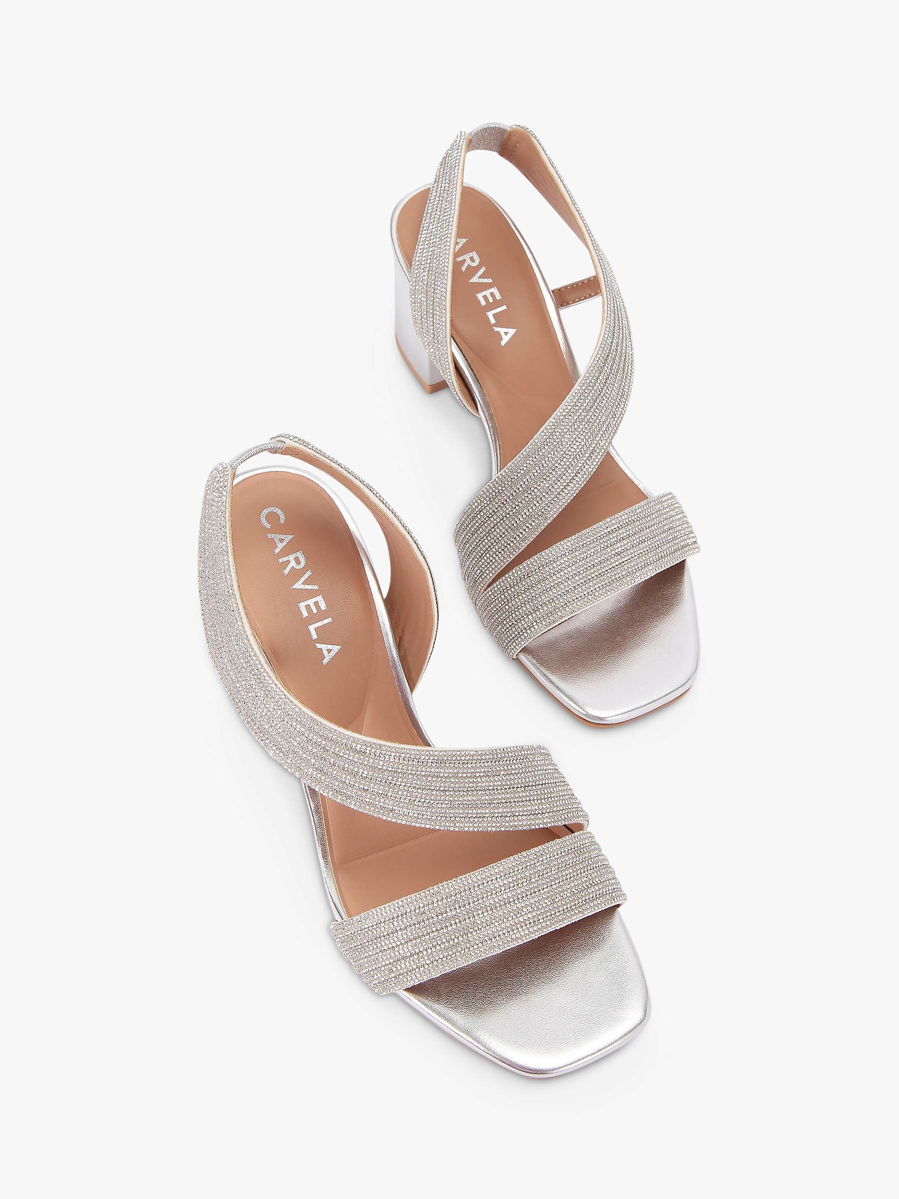 Buy Carvela Gala Block Heel Sandals, Silver Online at johnlewis.com