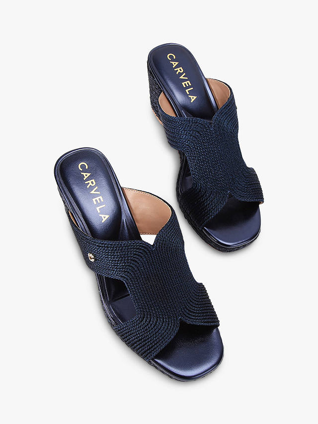 Carvela Gala Wedge Heel Sandals, Blue Navy