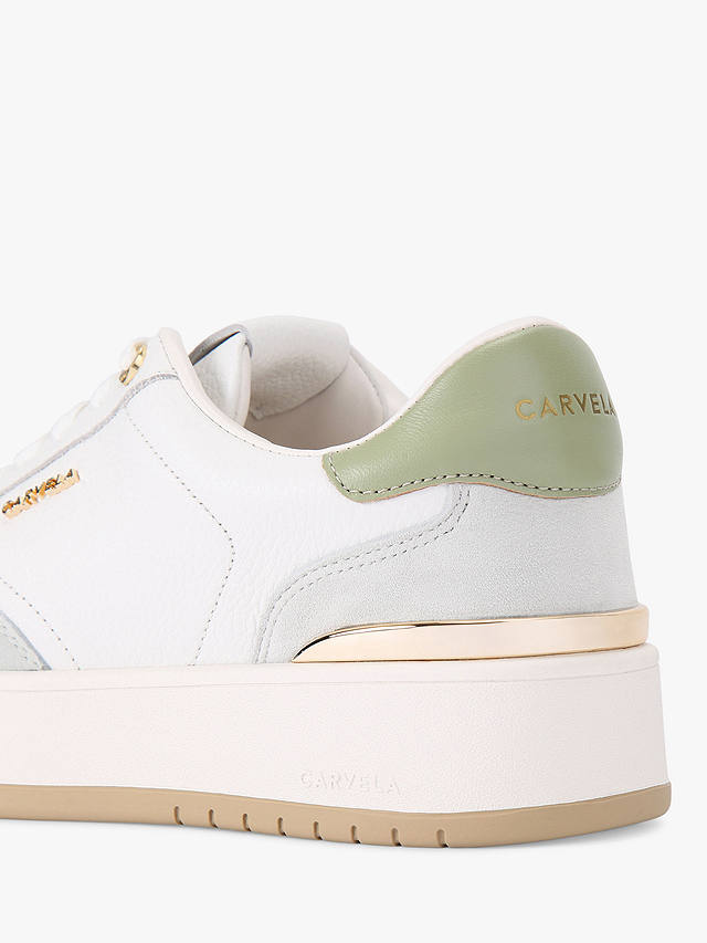 Carvela Charm Leather Trainers, Green/White