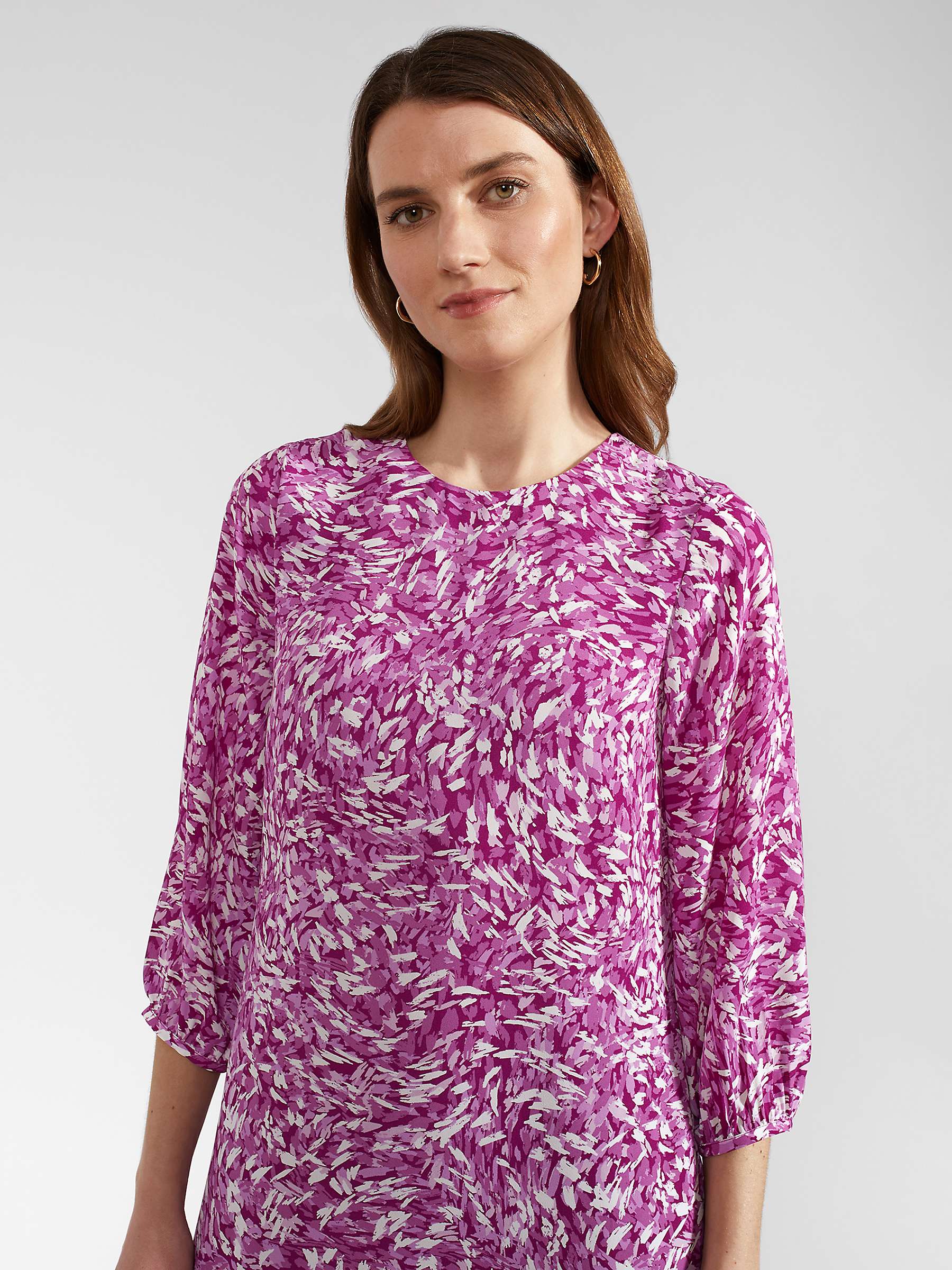 Buy Hobbs Liana Pleat Hem Flippy Dress, Purple/Multi Online at johnlewis.com