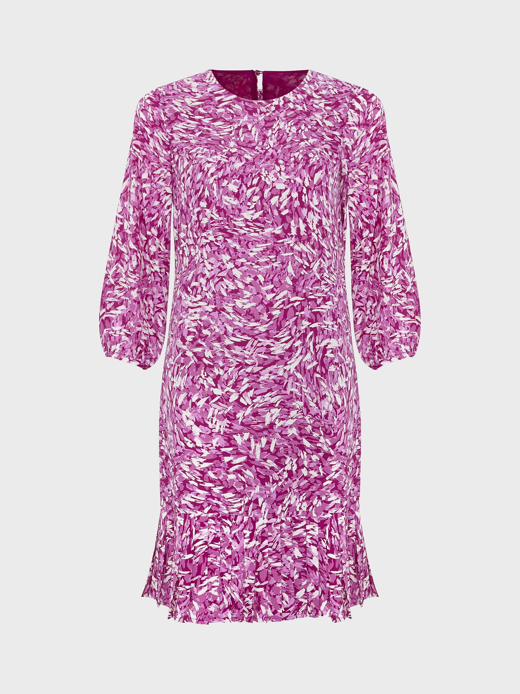 Buy Hobbs Liana Pleat Hem Flippy Dress, Purple/Multi Online at johnlewis.com