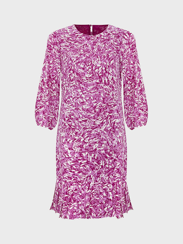Hobbs Liana Pleat Hem Flippy Dress, Purple/Multi