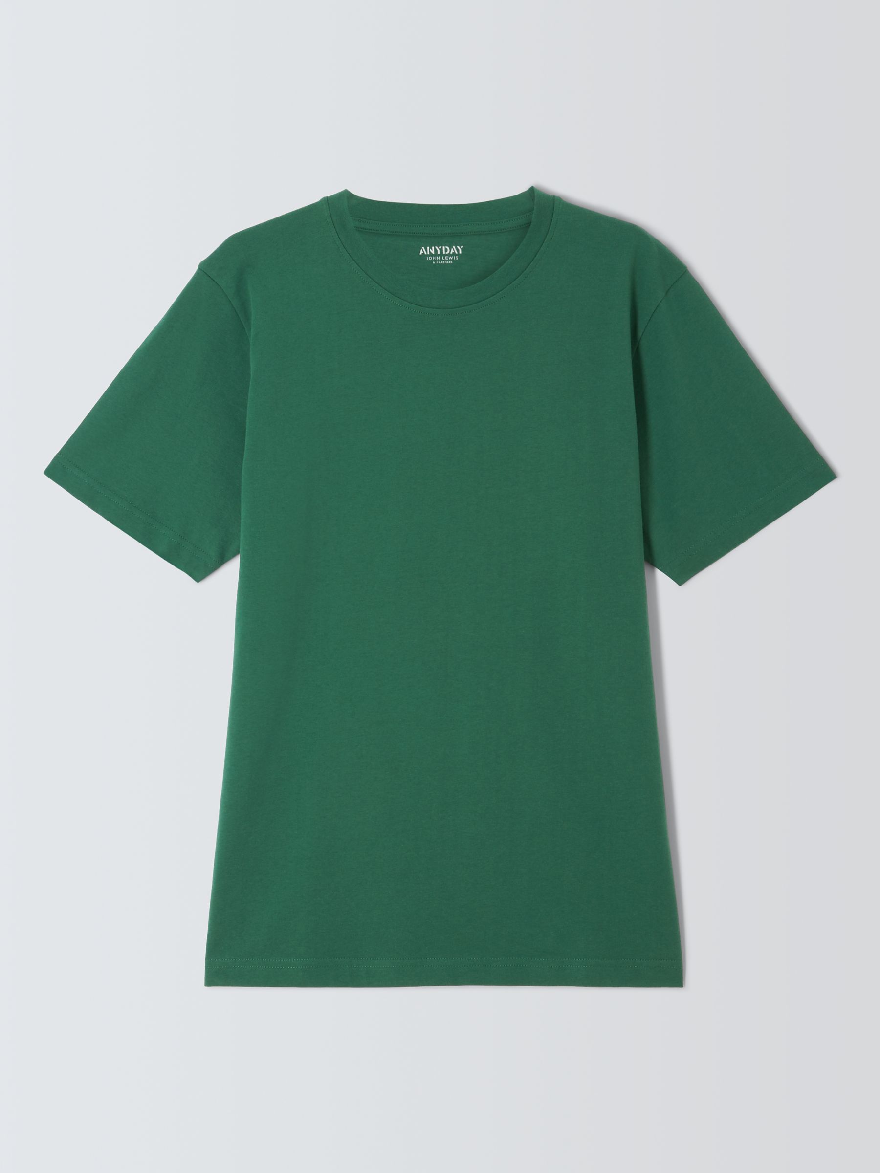 John Lewis ANYDAY Short Sleeve Plain T-Shirt, Hunter Green, S