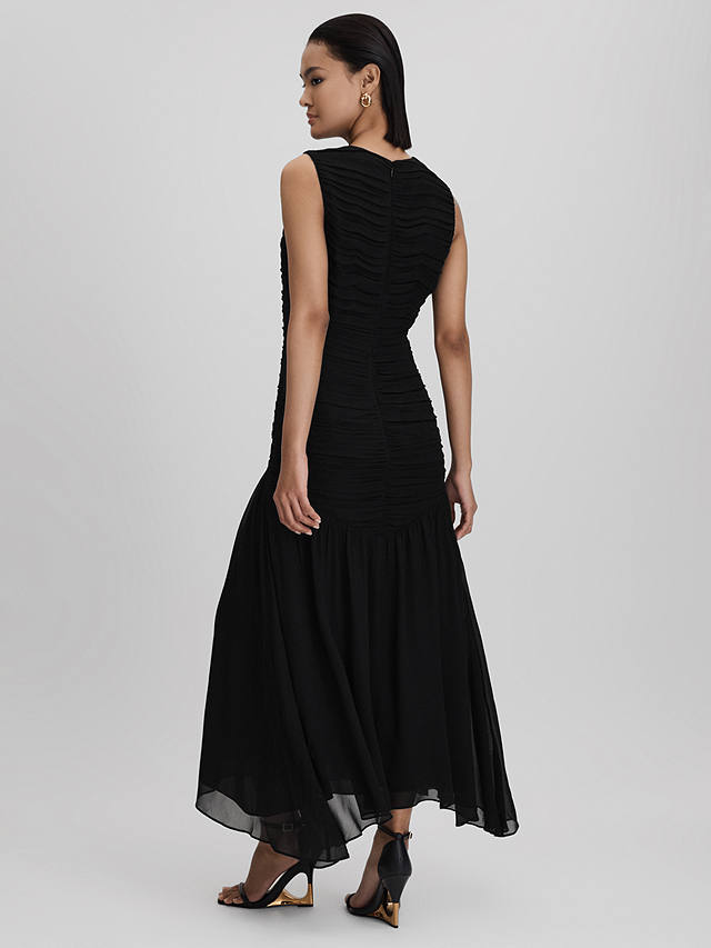 Reiss Saffy Ruched Midi Dress, Black