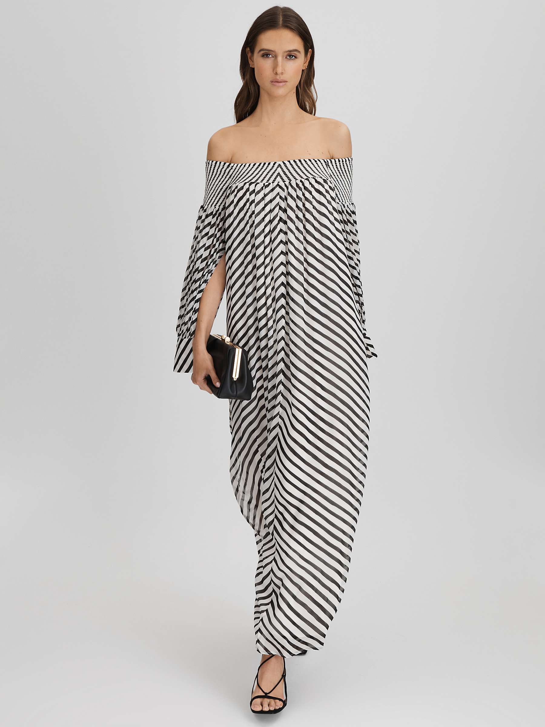 Buy Reiss Fabia Stripe Badot Maxi Dress, Black/Cream Online at johnlewis.com