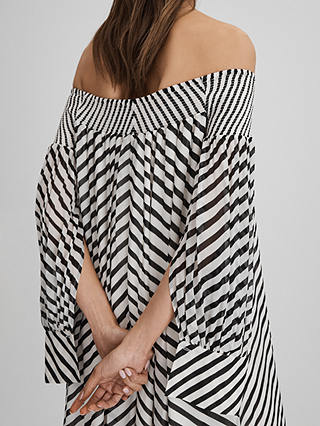 Reiss Fabia Stripe Badot Maxi Dress, Black/Cream