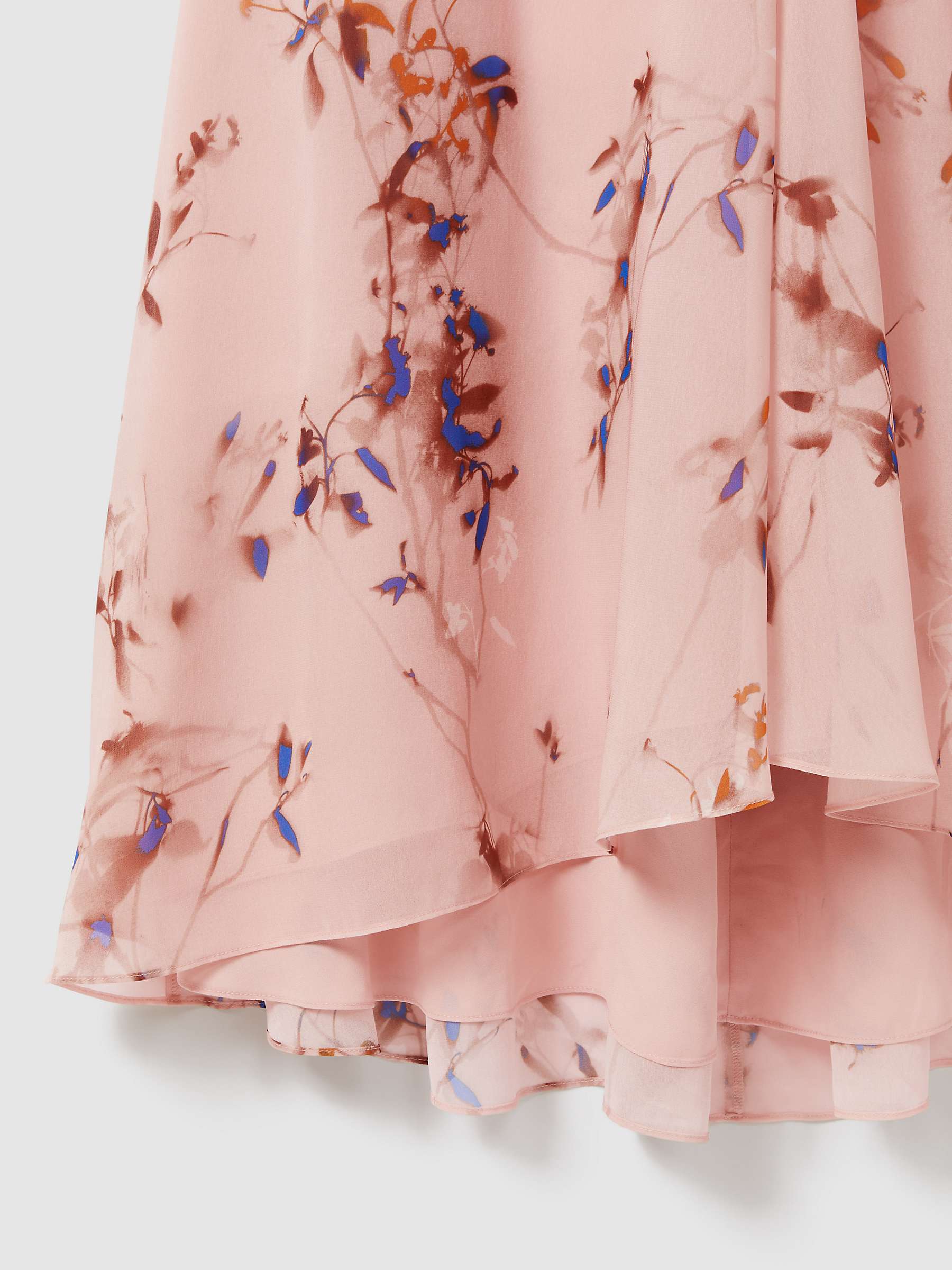 Buy Reiss Becci Floral Chiffon Midi Dress, Blush Online at johnlewis.com