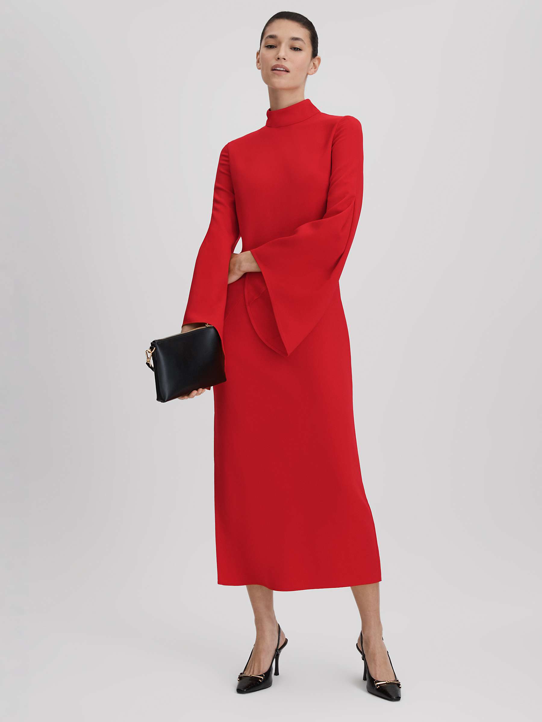 Buy Reiss Katya Long Sleeve Bodycon Maxi Dress, Red Online at johnlewis.com