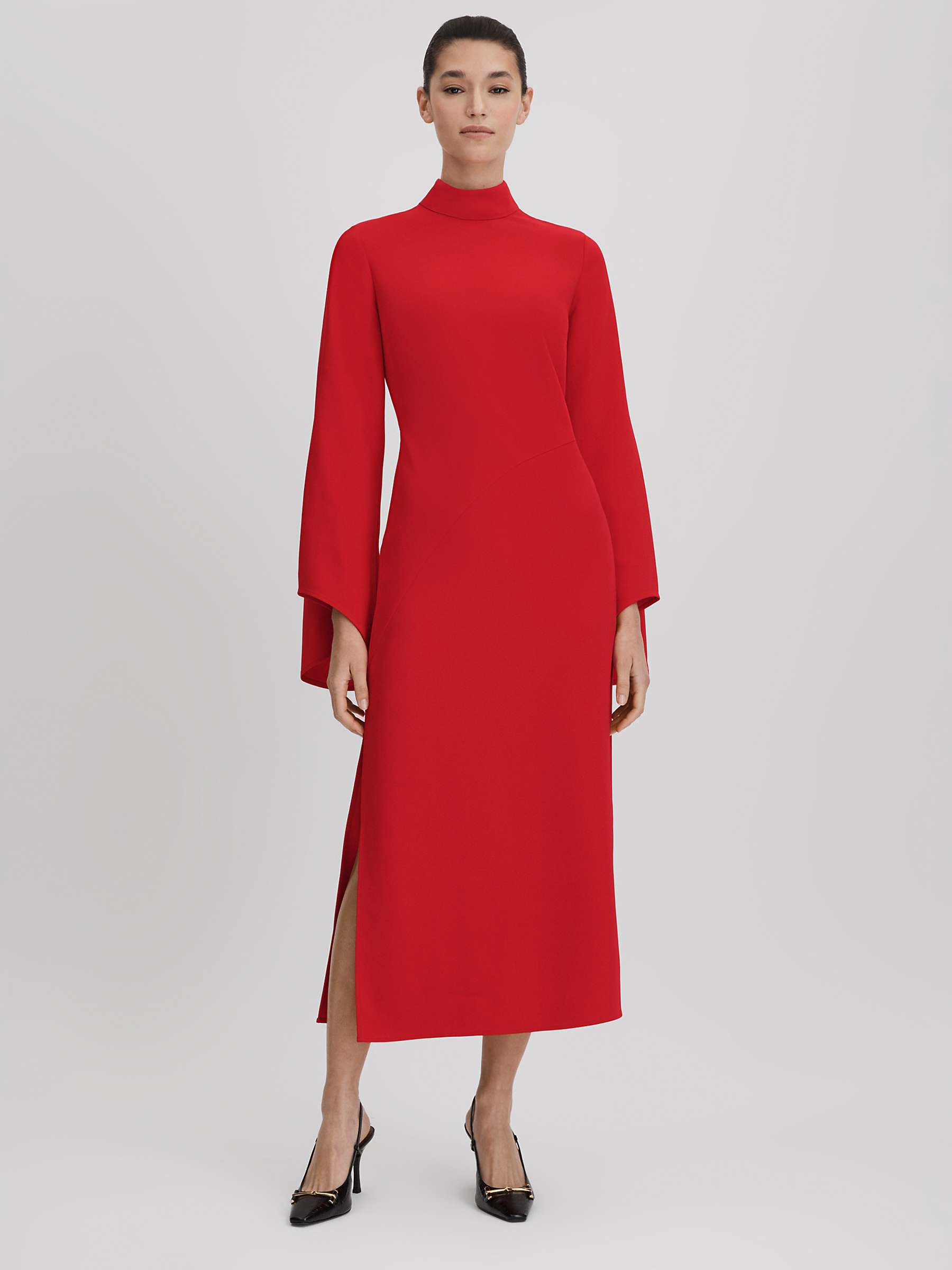Buy Reiss Katya Long Sleeve Bodycon Maxi Dress, Red Online at johnlewis.com