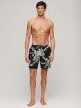 Superdry Recycled Hawaiian Print Swim Shorts, Surf School Black