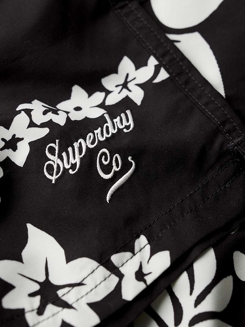 Buy Superdry Recycled Hawaiian Print Swim Shorts, Surf School Black Online at johnlewis.com