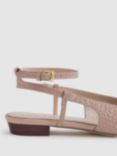 Reiss Freya Croc Effect Leather Slingback Pumps, Nude