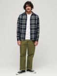Superdry Organic Cotton Vintage Check Overshirt, Labrea Ombre Navy