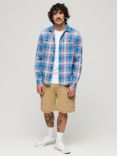 Superdry Organic Cotton Vintage Check Overshirt, Labrea Ombre Blue