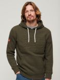 Superdry Embossed Archive Graphic Hoodie, Olive Green Marl