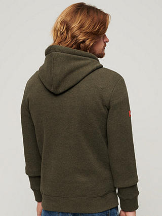 Superdry Embossed Archive Graphic Hoodie, Olive Green Marl
