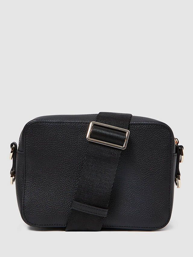 Reiss Clea Leather Cross Body Camera Bag, Black