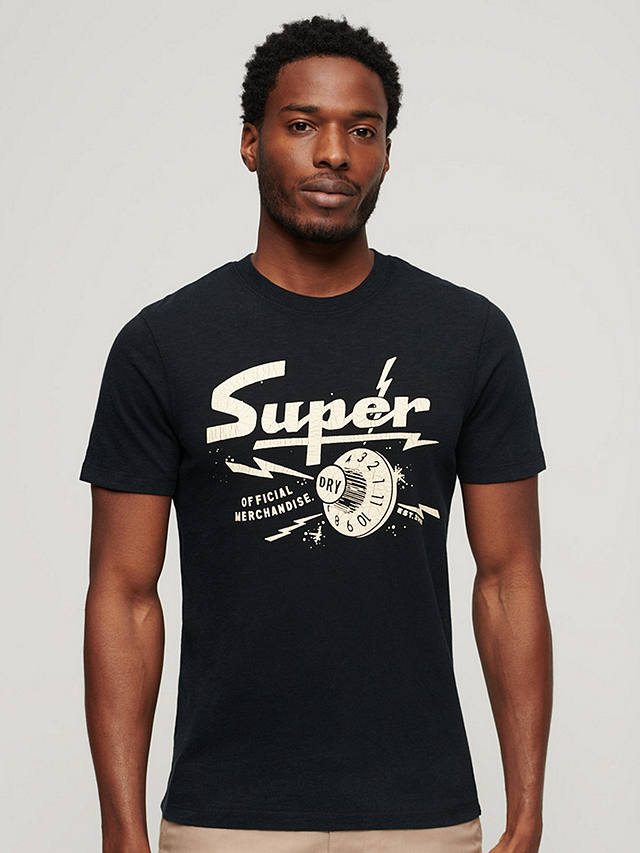Superdry Retro Rocker Graphic T-Shirt, Jet Black/White