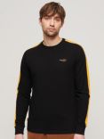 Superdry Essential Logo Retro Stripe Long Sleeve T-Shirt, Black/Track Gold