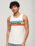 Superdry Cali Striped Logo Vest, White/Multi