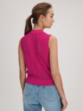 FLORERE Crochet Trim Knitted Tank Top, Bright Pink