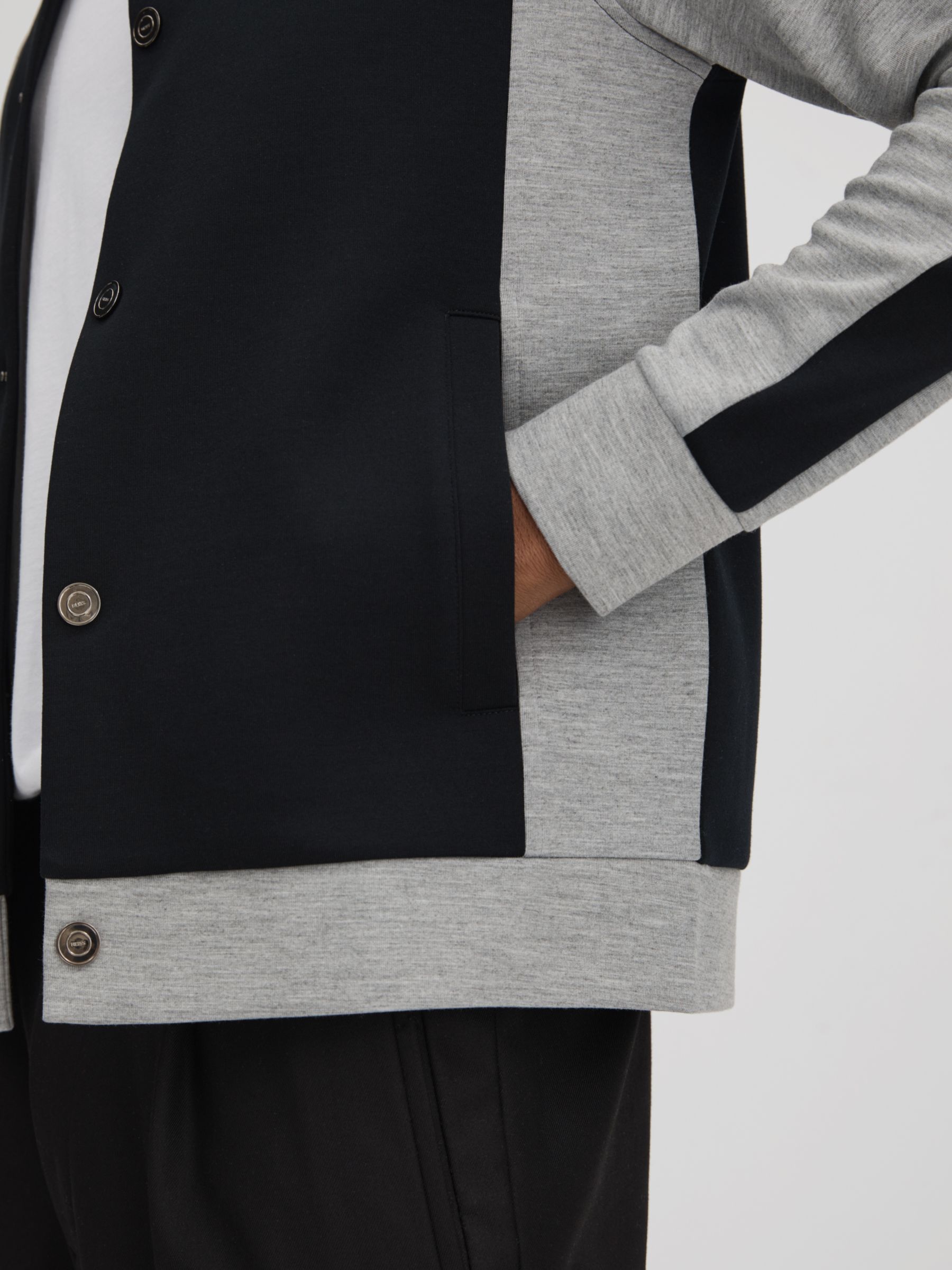 Reiss Pelham Colour Block Jacket, Navy/Grey, XS