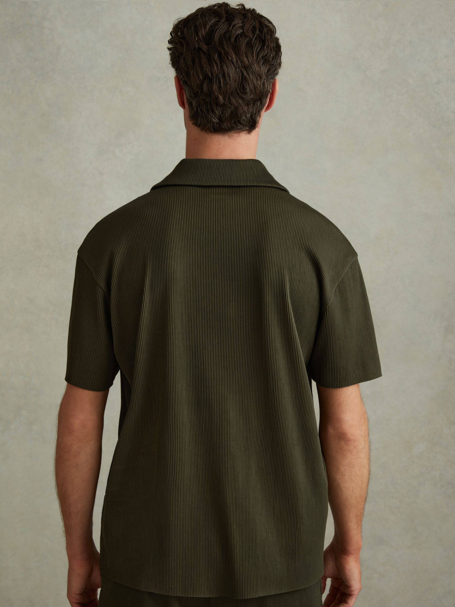 Reiss Chase Short Sleeve Shirt, Green, S