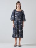 L.K.Bennett Liza Rivera Midi Dress, Navy/Cream